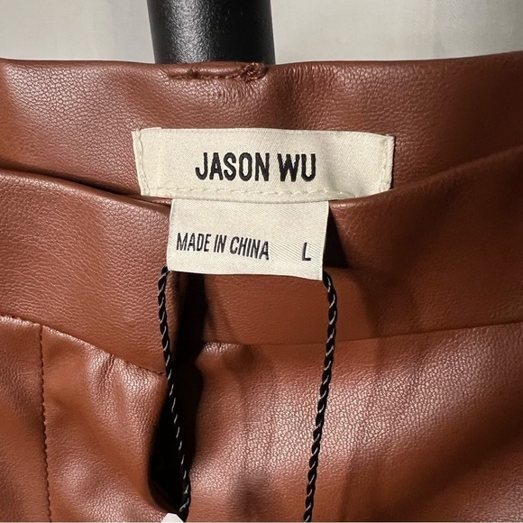 Jason Wu Vegan Leather Cognac Skinny Pants Large - Picture 4 of 10